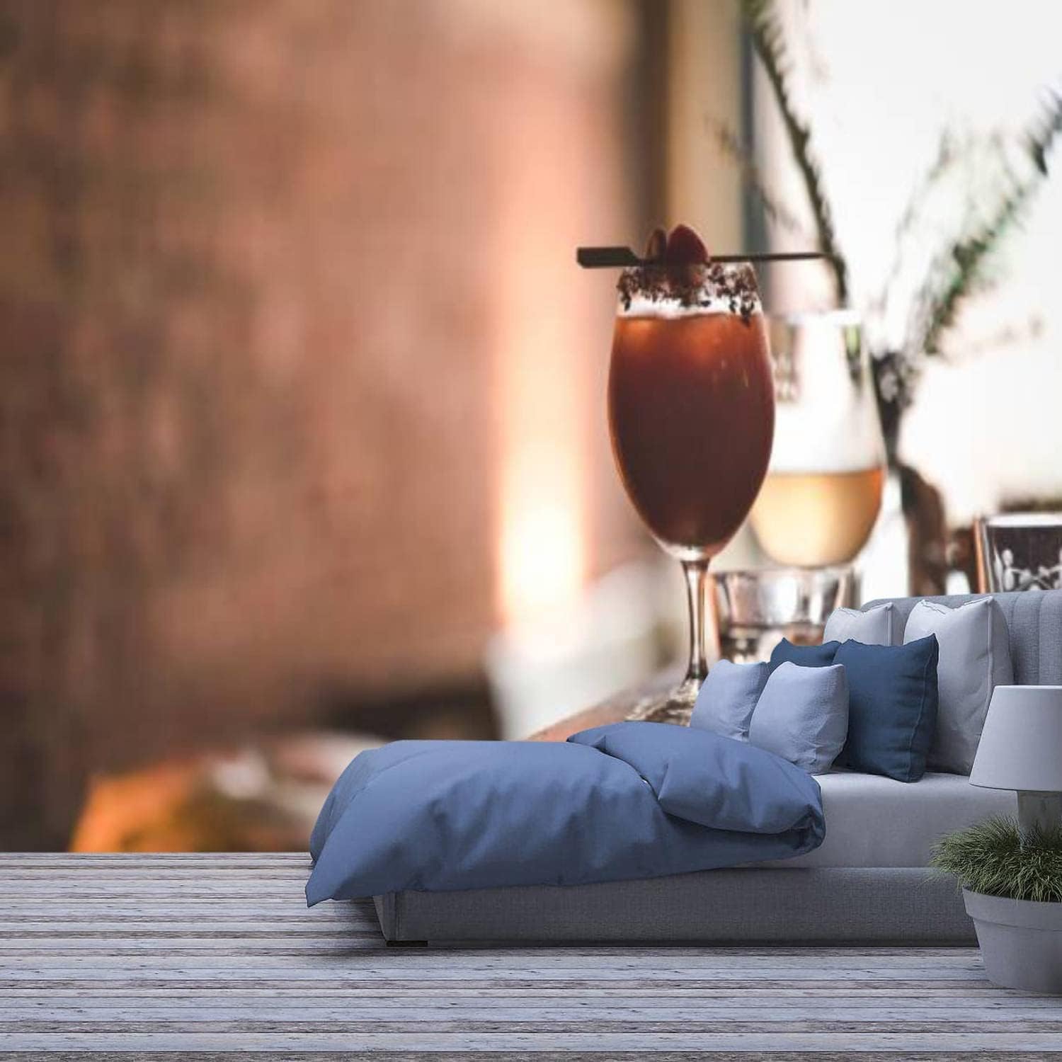 Papier peint panoramique 3D cocktails et boissons pour décoration murale de bureau