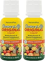 Vista 8 de Natures Plus Source of Life Líquido, fruta tropical, 8 onzas líquidas, suplemento multivitamínico y mineral, sin gluten, vegetariano, 8 porciones