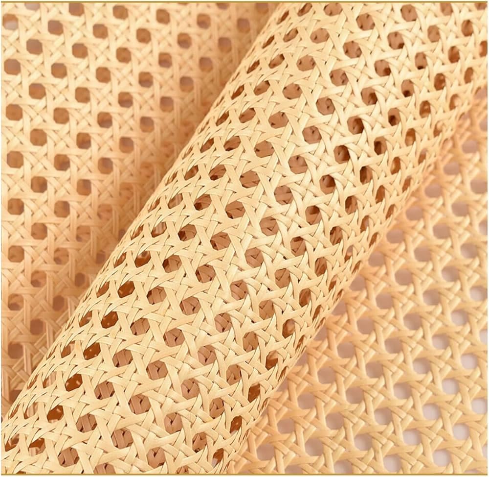 A J Cane Store Plastic Cane Webbing for Caning Projects Natural Pre - Woven Open Mesh Cane - PE Rattan Cane Webbing Rattan Roll Cabinet Chair (16x96 inch)