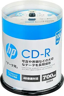 ヒューレット・パッカード(HP) 1回記録用 CD-R 700MB 100枚 インクジェットプリンタ対応 ホワイト 48倍速SR80FP100SH1