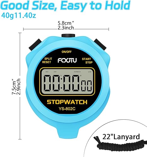 Miniatura 4 de FCXJTU Digital Simple Stopwatch Timer, No Bells, No Alarm, Simple Basic Operation, Silent, Clear Display, ON/Off, Large Display for Swimming Running