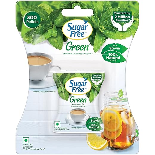 Sugar Free Green Stevia, 300 Pellets |100% Plant-based Natural Sweetener | 100% Natural Meethi Tulsi (Stevia) leaves| Sweet like Sugar but with zero calories | 30g