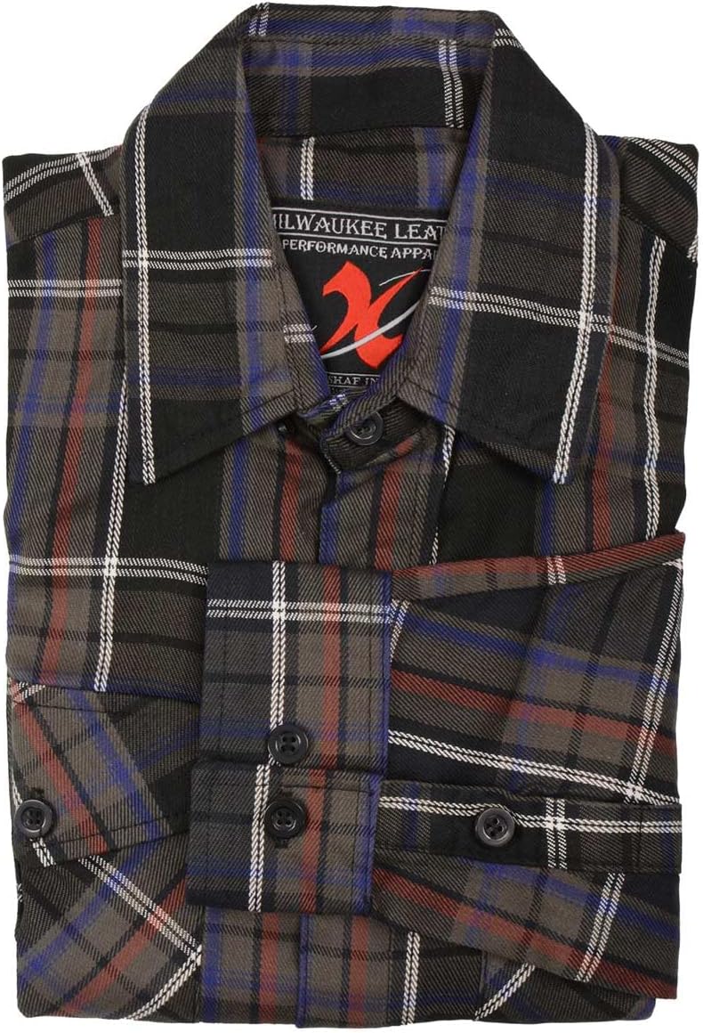 Milwaukee Leather MNG11637 Men's Black, Purple, Grey and Red Long Sleeve Cotton Flannel Shirt - Image 6