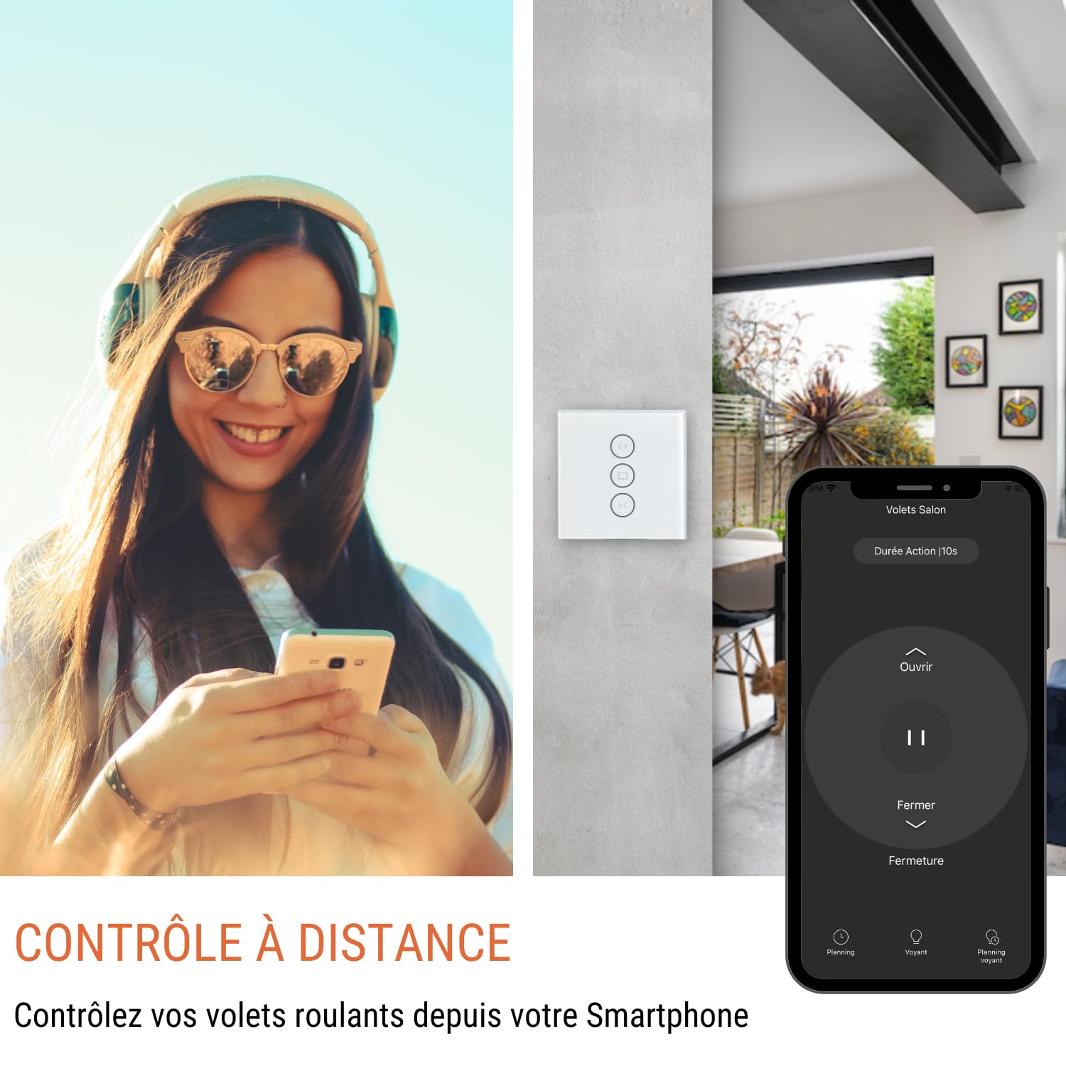 Konyks Vollo Max 3 - Lot de 2 interrupteurs connectés pour volets roulants - Installation facile, contrôle vocal avec Alexa, Google Home et Siri et à distance, programmation horaire,