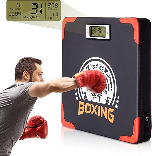 Hoteam Probador de fuerza, sensor de fuerza de perforación, altura ajustable, equipo de entrenamiento de boxeo montado en la pared, máquina de boxeo