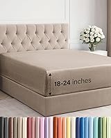 Vista 62 de Sábana bajera extra profunda tamaño Queen – Sábana bajera individual de lujo para hotel solamente – Se adapta fácilmente a colchones de 18 a 24