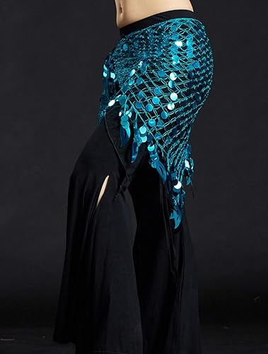 Miniatura 3 de Aivtalk Faldas cruzadas triangulares de malla con lentejuelas para danza del vientre para mujer