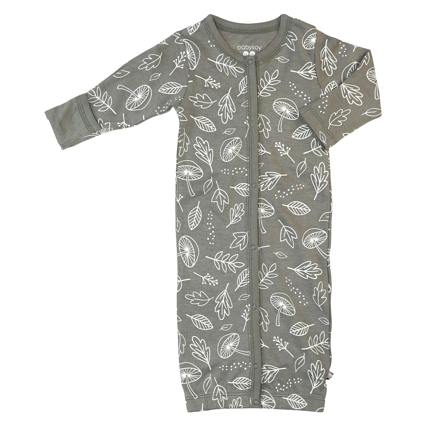 Babysoy Unisex Baby Long Sleeve Gown Sleep Sack, Ultra Soft Nightgown, Newborn Reversible Mittens