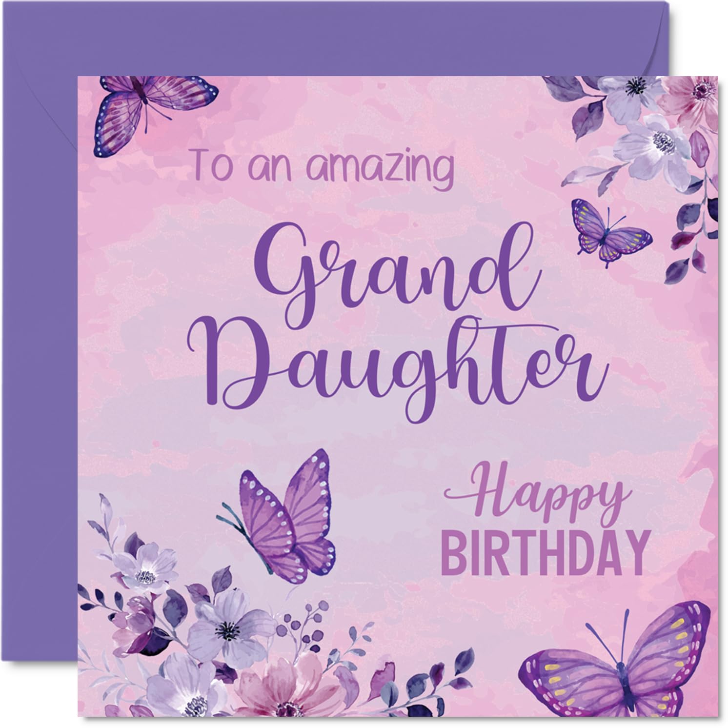 Sweet Birthday Card for Granddaughter, Whimsical Butterflies and Flowers