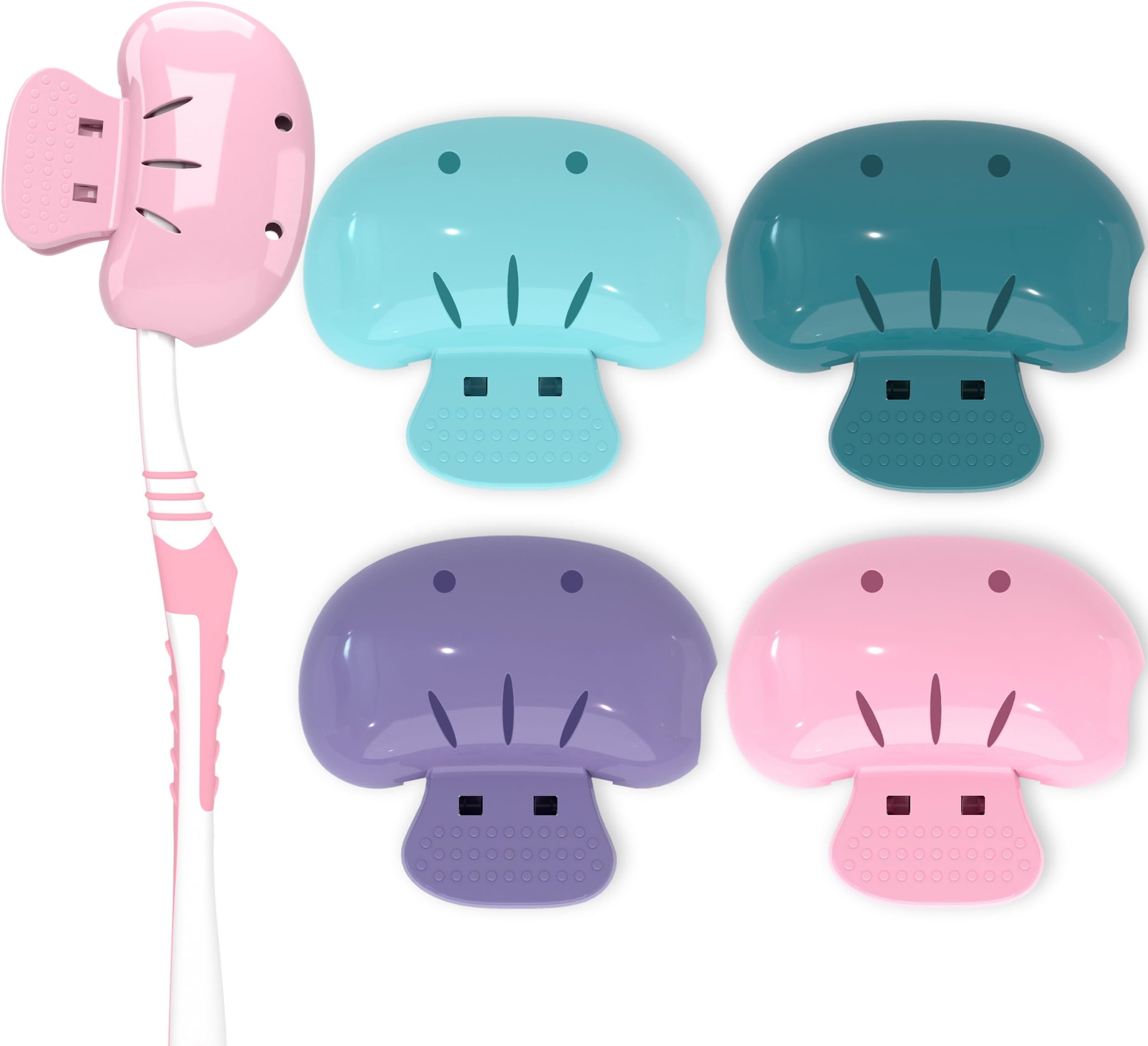 Nincha Toothbrush Head Protector Caps - Vented Clip-On Covers for Manual & Electric Toothbrushes, Travel Accessories for Home & Away - Pack of 4