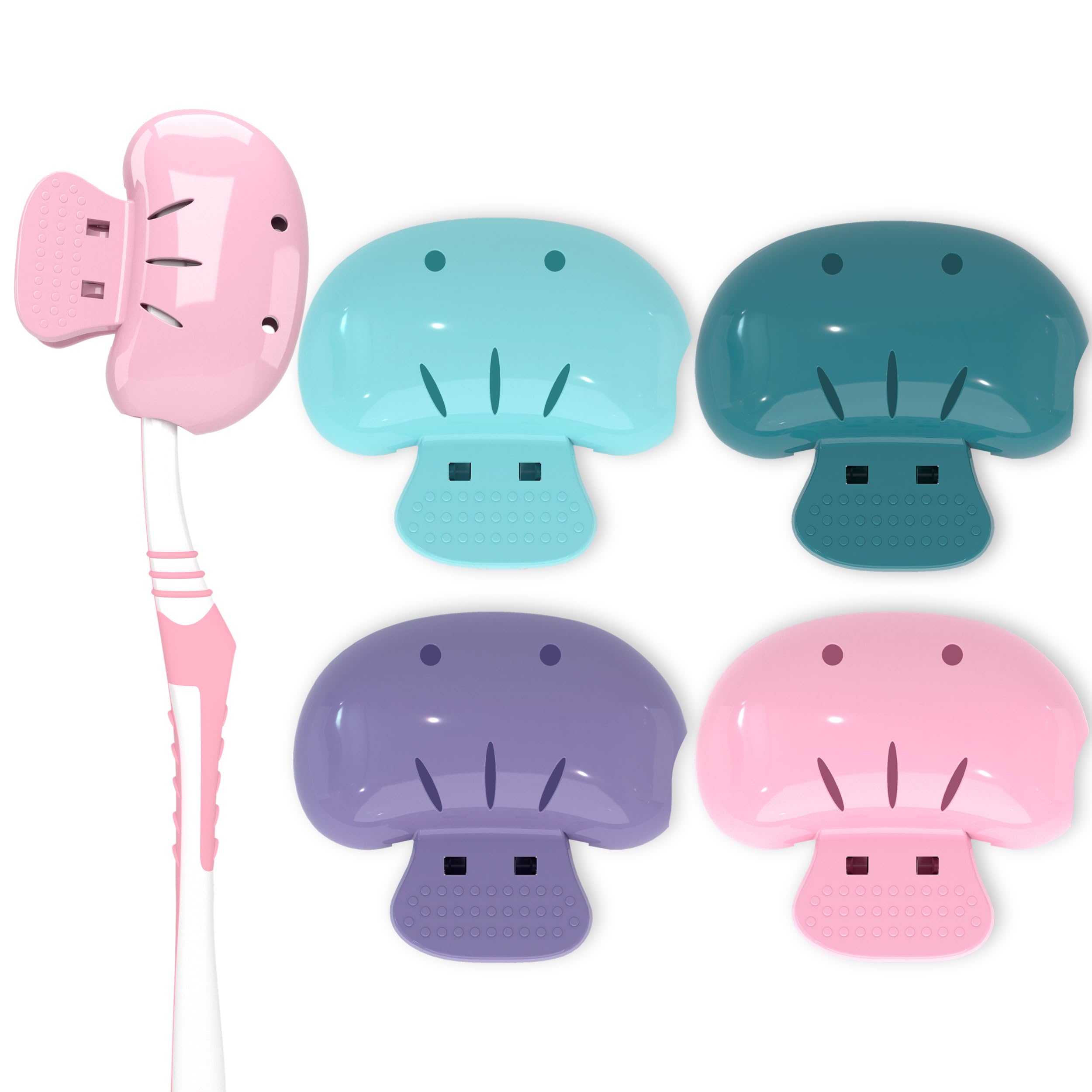Nincha Toothbrush Head Protector Caps - Vented Clip-On Covers for Manual & Electric Toothbrushes, Travel Accessories for Home & Away - Pack of 4