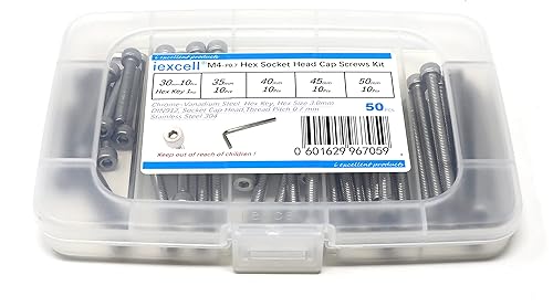 Miniatura 68 de iexcell 25 piezas M4 x 60/65/70/75/3.150 in paso de rosca 0.028 in acero inoxidable 304 cabeza hexagonal Tornillos Tornillos surtido Kit