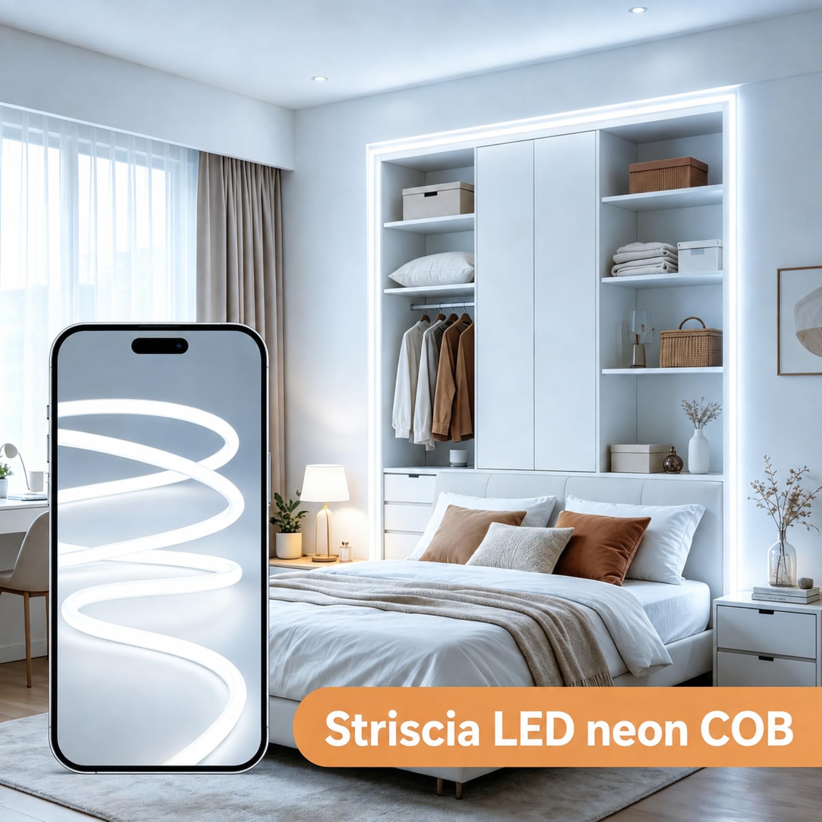 iNextStation Striscia LED COB 10m, dimmerabile, 6500K bianco freddo