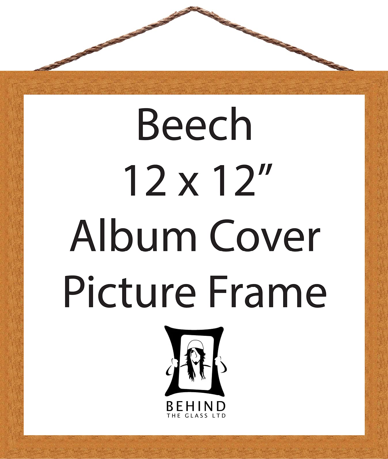 Behind The Glass - Hanging Handmade Beech Wooden Picture/Photo Frame - 12x12 - Album Cover