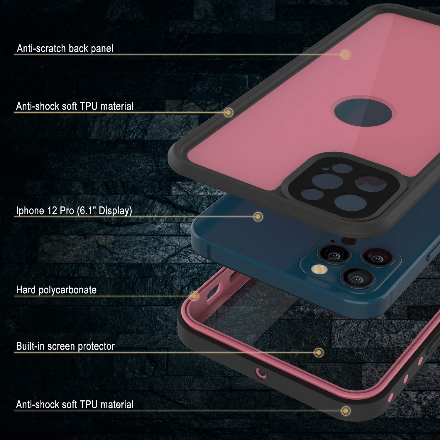 Punkcase Custodia Impermeabile IP68 Per IPhone 12 Mini - Serie StudStar, Anticaduta E Antineve (Viola) - 3