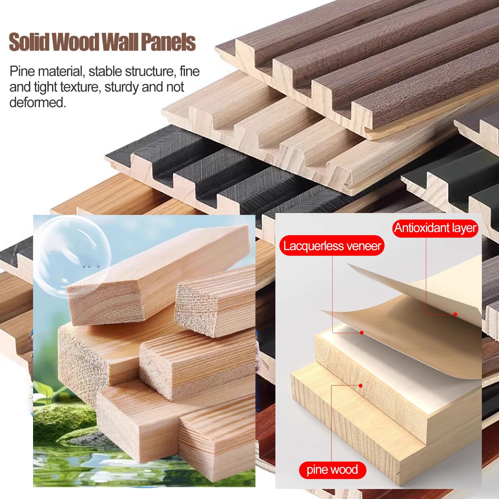 Pannelli da parete in legno per interni moderni, soluzione di rivestimento murale durevole fai da te per soggiorno, camera da letto e uffici