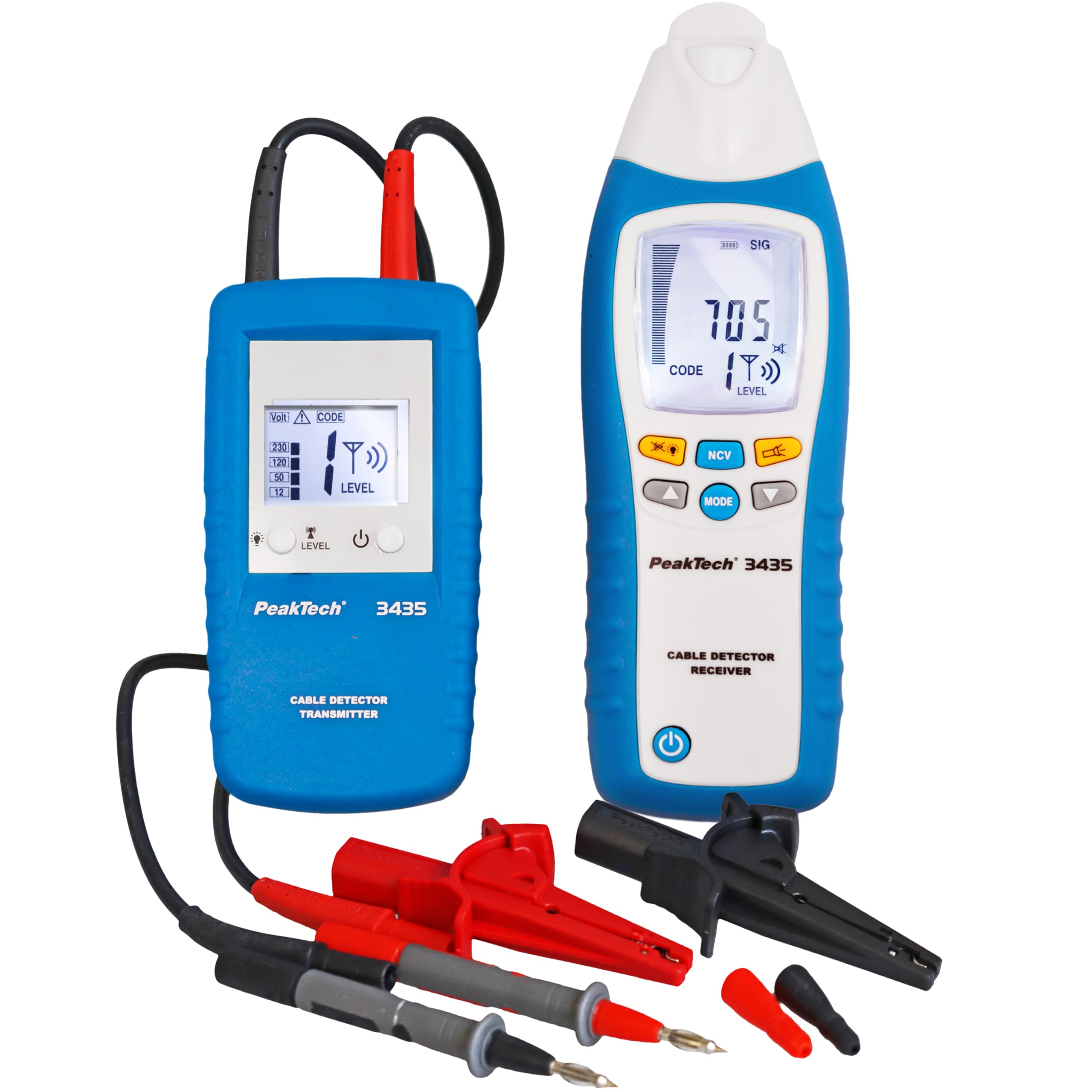 PeakTech 3435 - Localizador de Línea con Transmisor, Receptor para Cortocircuitos, Fusibles, Tuberías Metálicas, Voltímetros, Buscadores de Línea en Paredes, Techos, Pisos, Recepción de Hasta 2 Metros