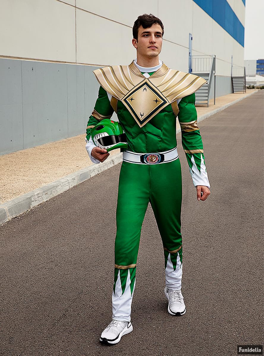 Funidelia Power Ranger Kostüm grün für Herren, Offizielle Lizenz, Größe XL Film und Serien, Superhelden - Verkleidung für Erwachsene für Partys, Karneval und Halloween