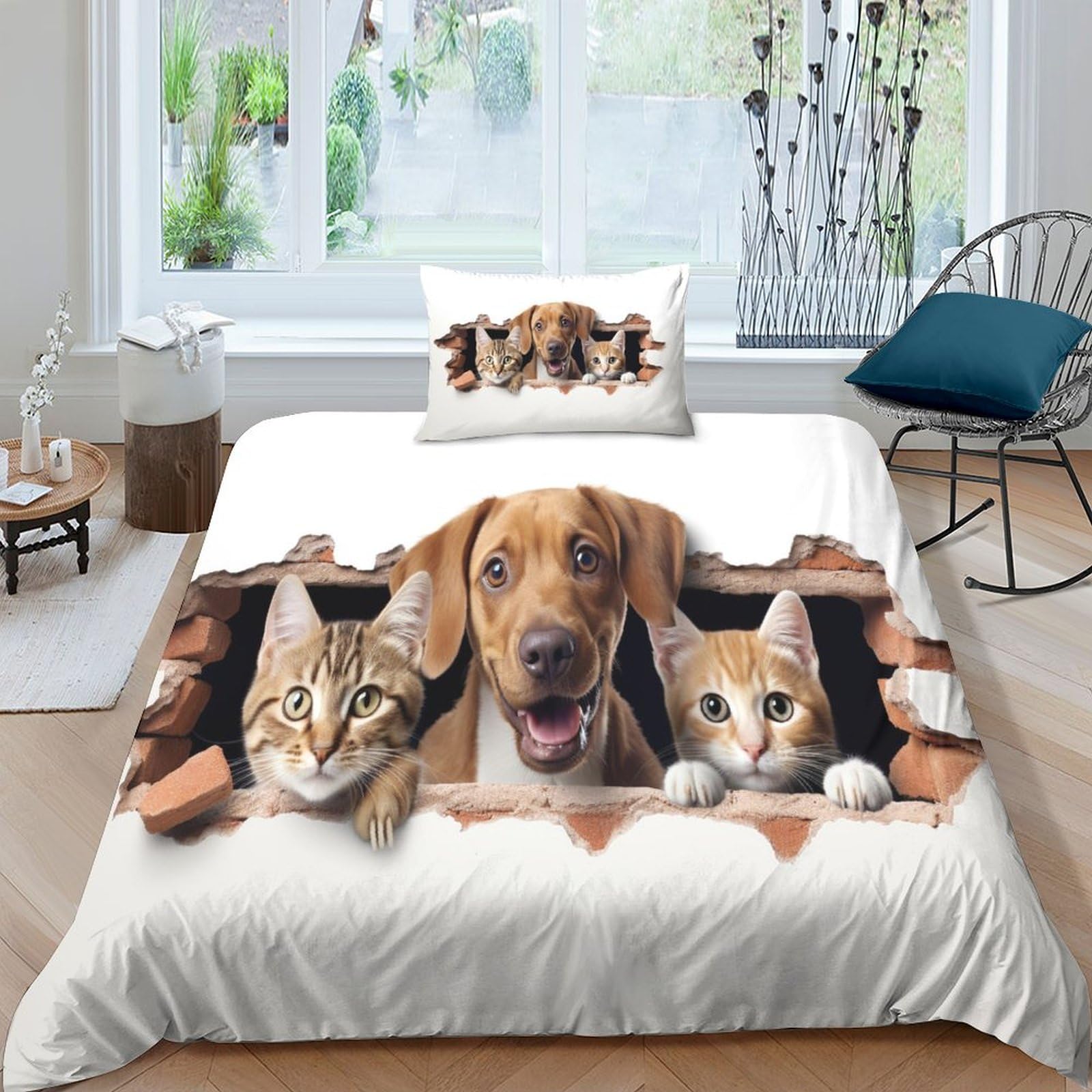 Housses de couettes microfibre super douce et respirante avec imprimé 3D animaux de compagnie