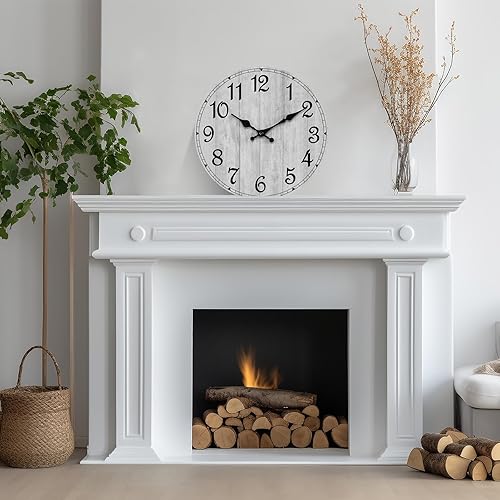 Miniatura 8 de HYLANDA Reloj de pared rústico, funciona con pilas, silencioso, sin tictac, relojes de madera redondos de campo, decoración de pared para cocina,