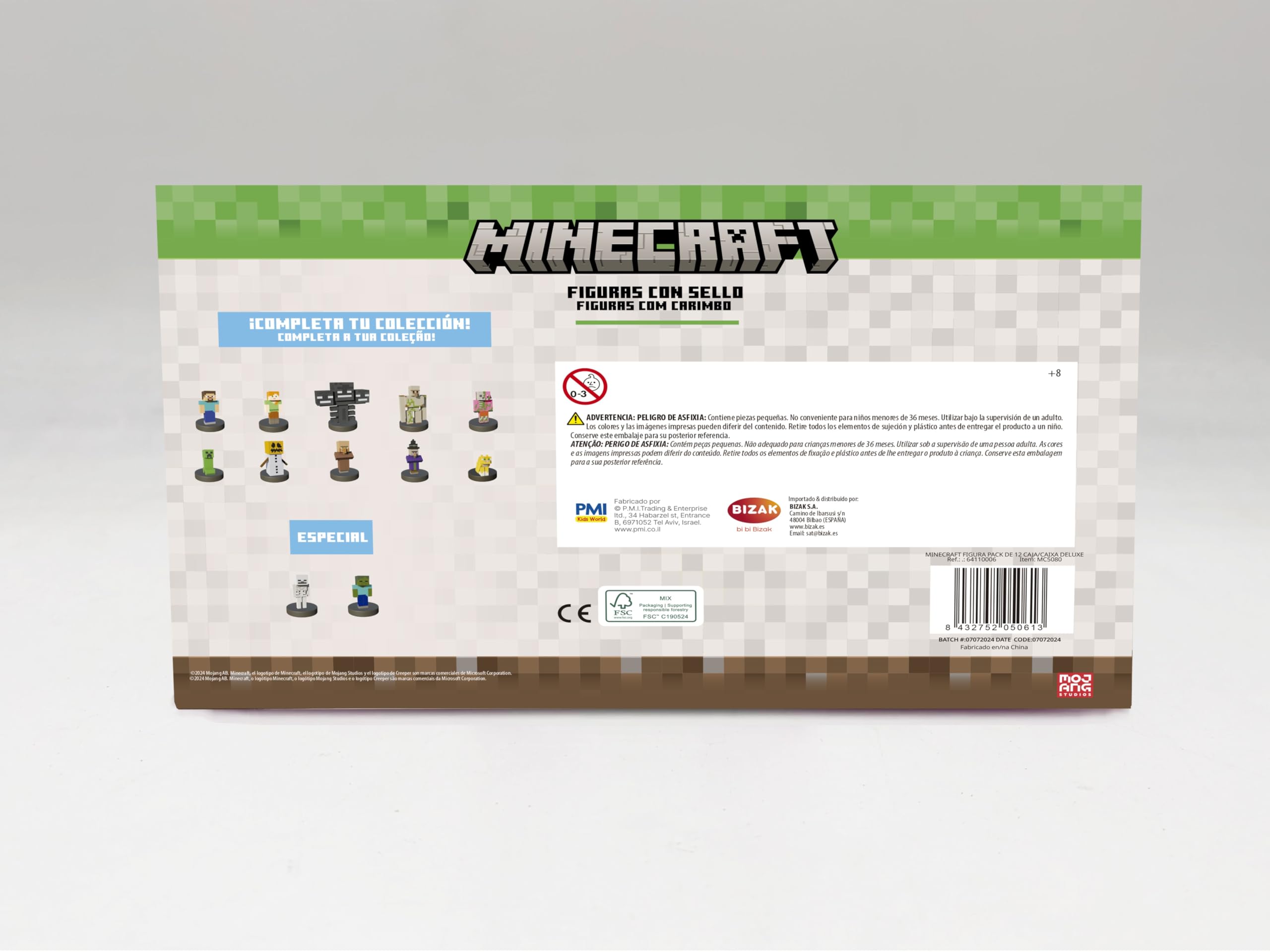 Bizak Minecraft - Confezione da 12 statuette da 5 cm, in scatola Deluxe, modelli da collezione, licenza ufficiale per videogiochi di costruzione e Bricks, adulti fan e ragazzi o ragazze (64110006)