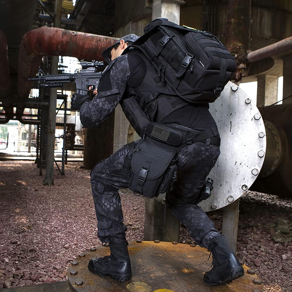 Tactical Drop Leg Bag Military Tool Gear Fanny Thigh Pack Molle Utility Airsoft Motorcycle Cycling Waist Gear Pouch (1 Patch Included)