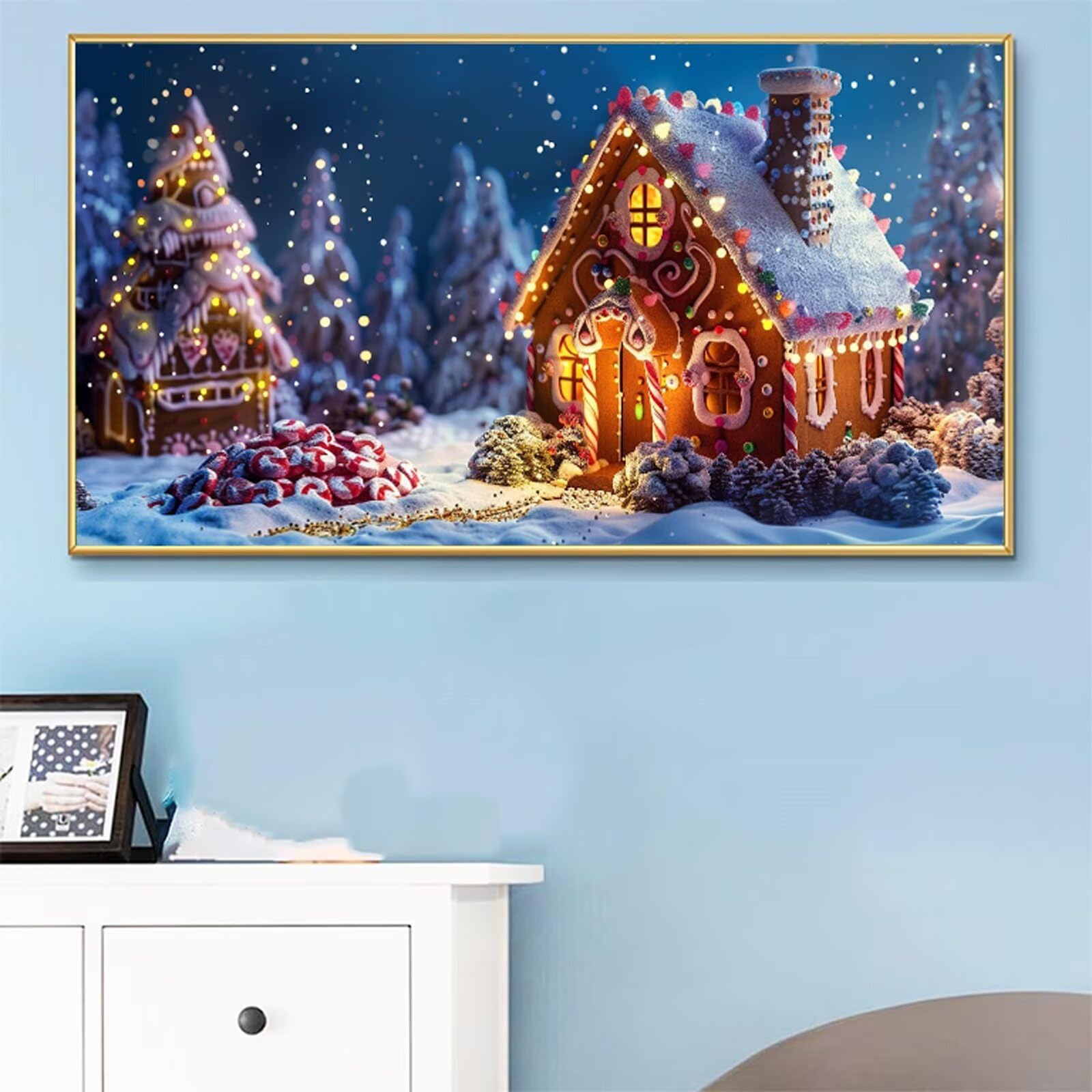 Malowanie numerami dla dorosłych Boże Narodzenie numer cukierków DIY kolorowanie według numeru dla dorosłych 80 x 160 cm z pędzlami i akrylami, nieoprawiony, ręczny zestaw aktywności do dekoracji domu