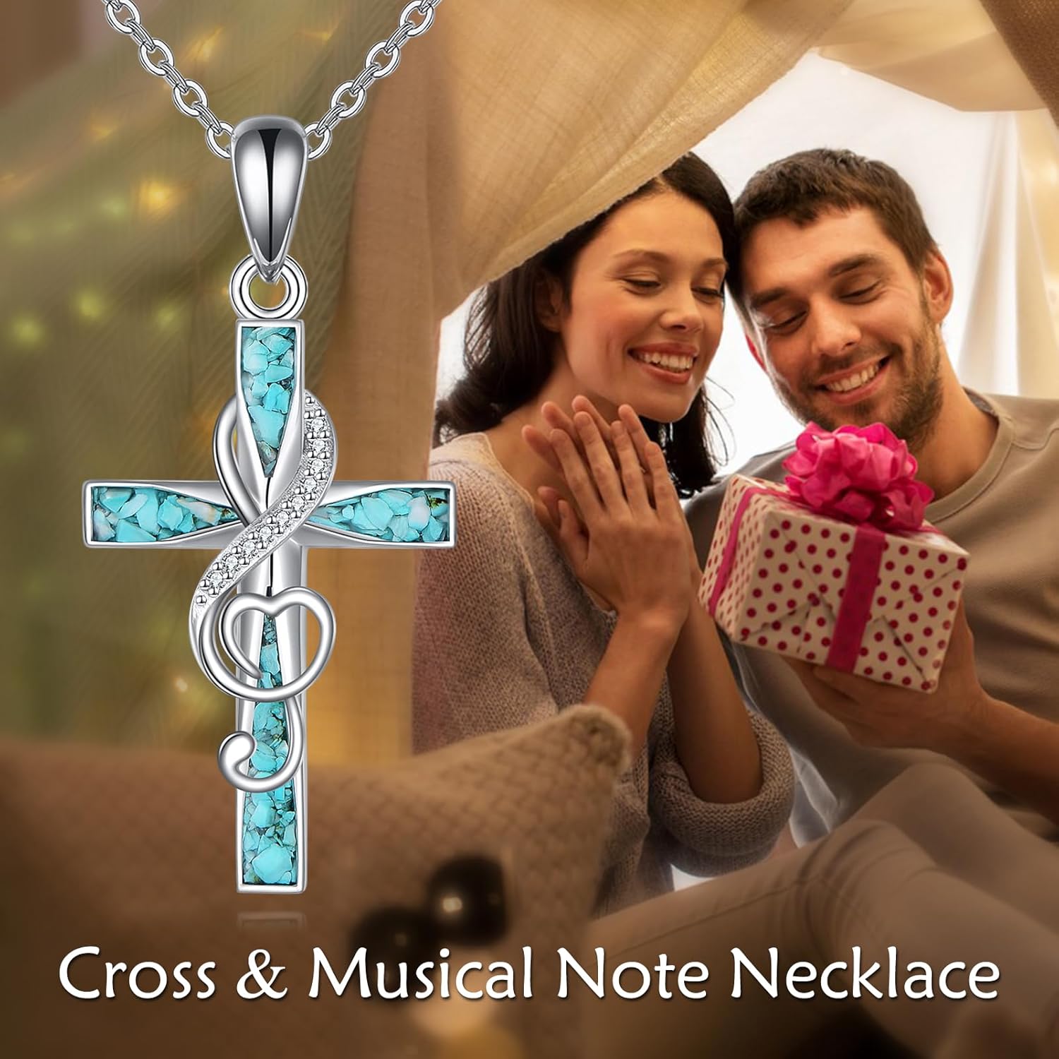 ONEFINITY Cross Necklace Sterling Silver Turquoise/Opal Cross Pendant Necklace Religious Jewelry Gifts - Image 5