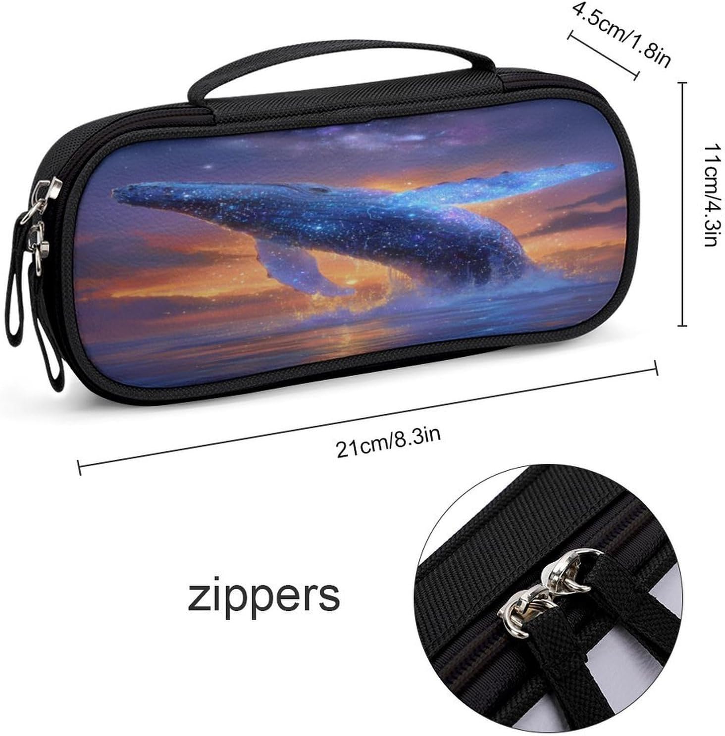 Cosmic Whale Breaching at Sunset Makeup Bag Travel Pen Cosmetic Bags image 2