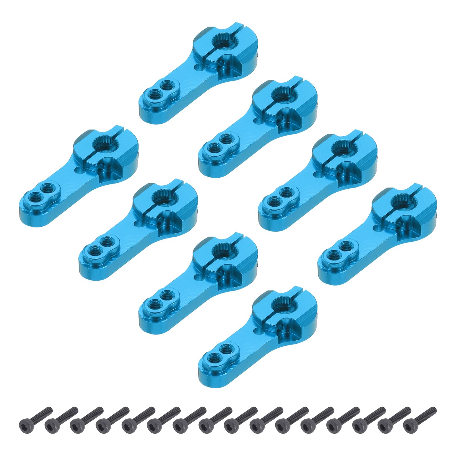 sourcing map 8 Pcs Metal Servo Horn 25T Steering Arm 35mm Length Blue Suitable for DIY RC Car/Boat/Airplanes Boat Model Accessories with 2 Pcs Screws