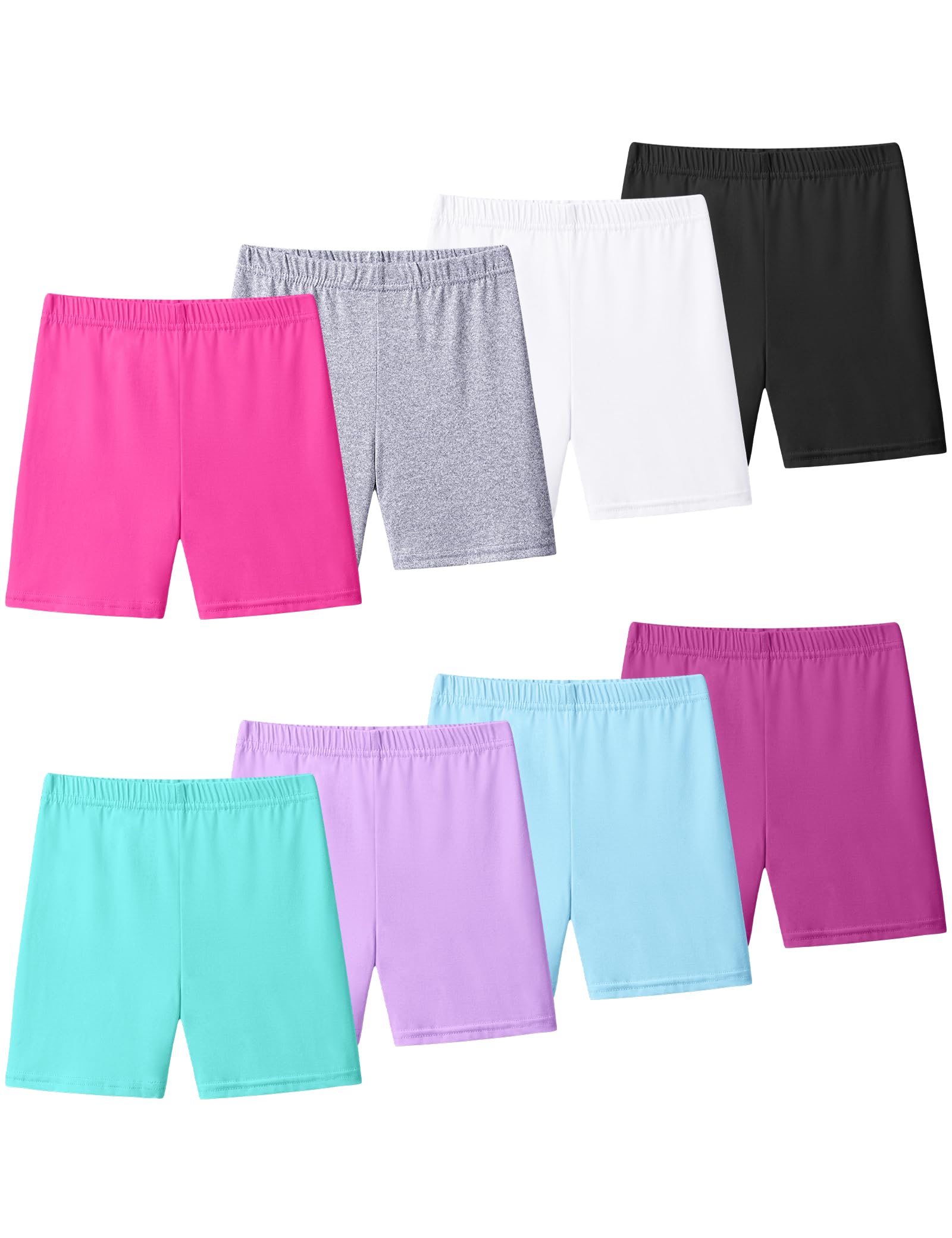KEREDA 8er-Pack Kinder Radlerhose Mädchen Kurze Hose Sport Shorts Leggings | Sommer Sporthosen, Leichte Turnhose, Luftige Sommerhose, Geeignet Für Teenager, Passend 2-10 Jahre, Bequeme Hosen