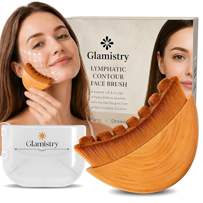 Glamistry Pincel Facial para Contorno com Fibras Sintéticas, Cabo ABS, Marrom