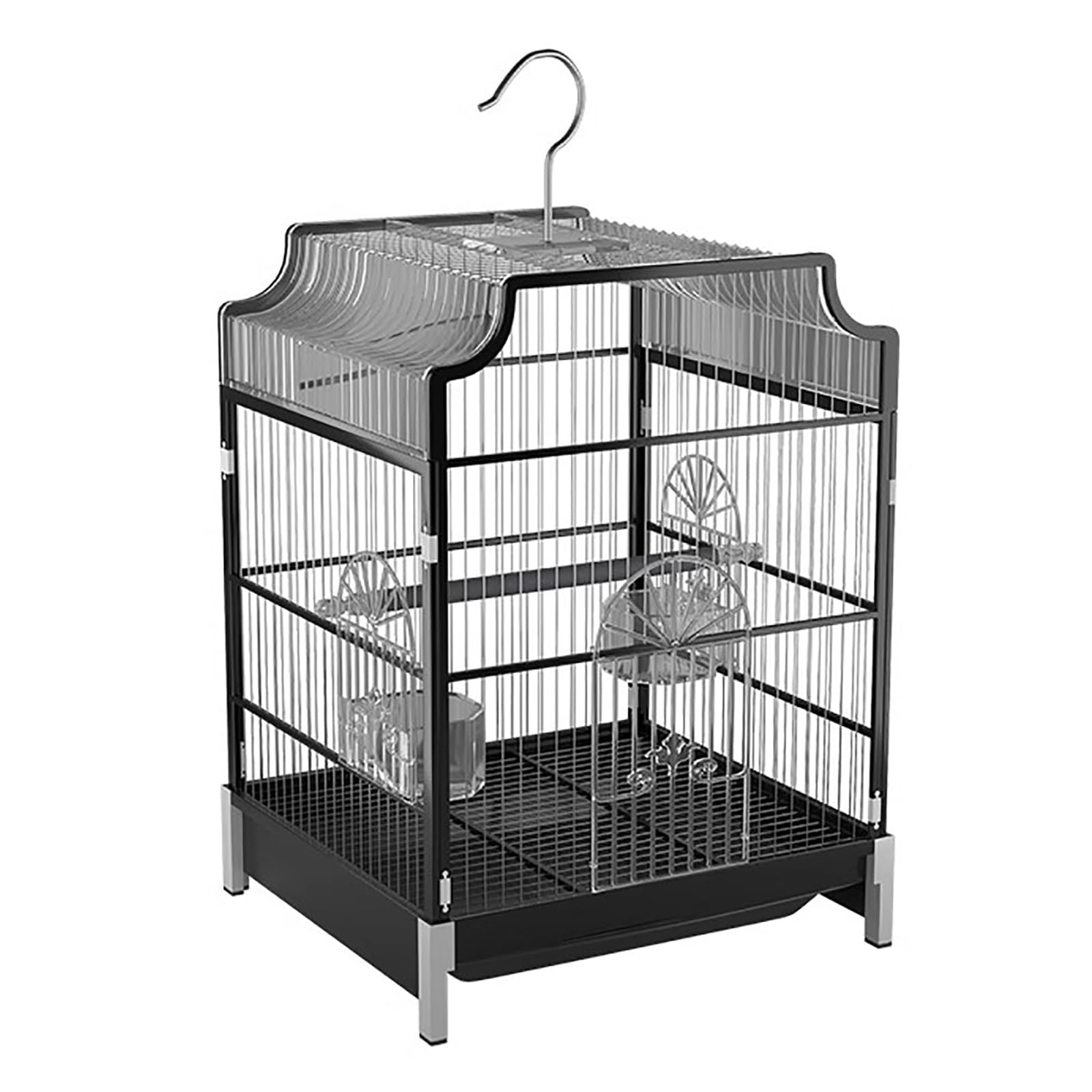 Jaula para Pájaros Pequeños, Jaula para Loros, Agapornis Jaula, Jaula para Periquitos, Comedero, Caja de Comida, Caja de Agua, Columpio, para Periquitos, Agapornis, Cotorras(Black)