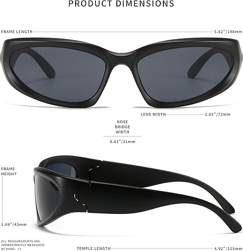 Miniatura 4 de Gafas de sol envolventes de moda para mujeres y hombres, Y2K Futuristic Swift Ovalado, polarizados, lentes deportivos tintados