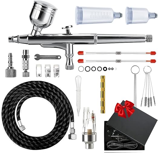 Airbrush Set Dual Action Airbrush Kit, Portable Airbrush Kit with 0.2mm