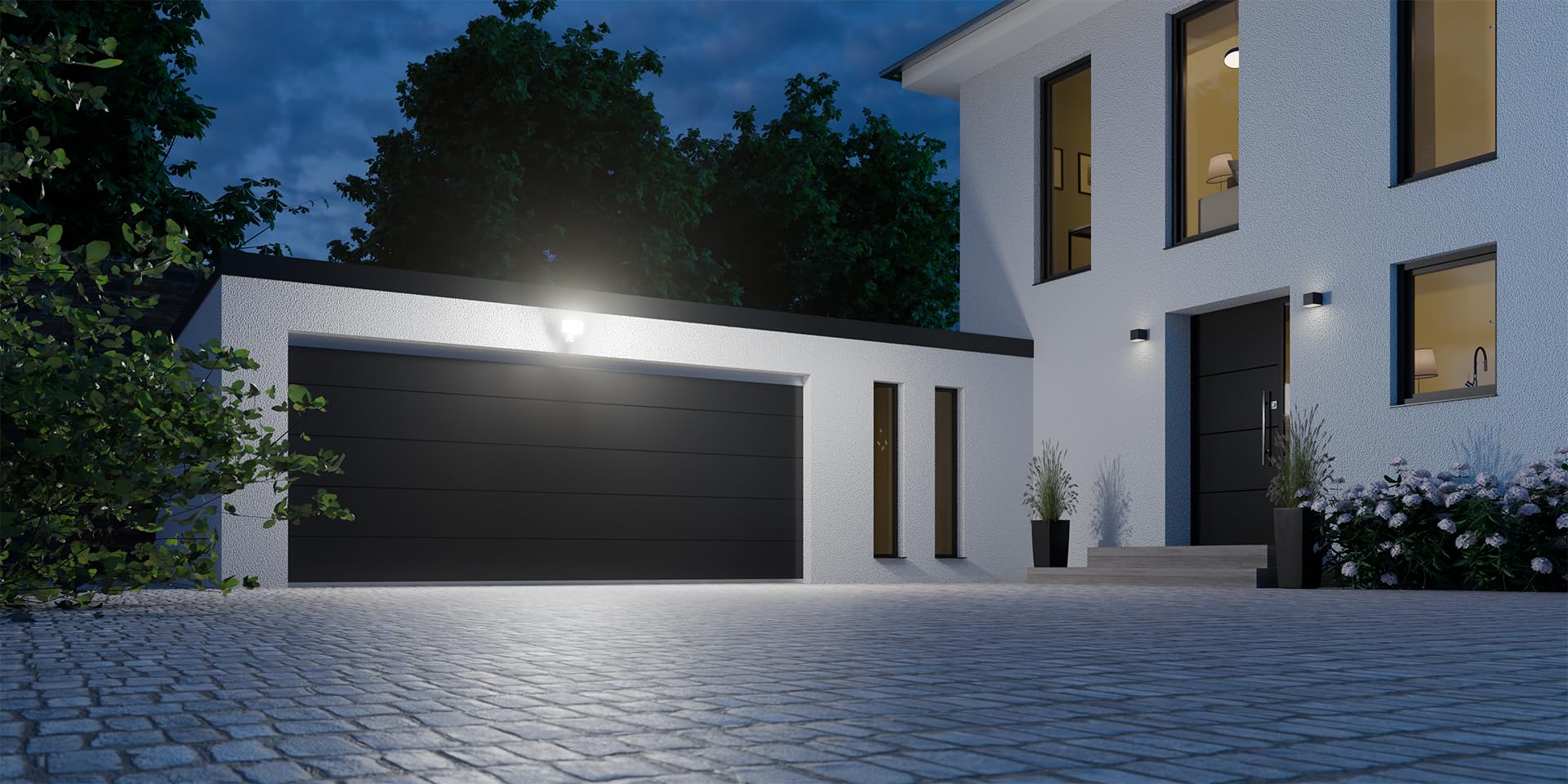 Steinel XLED Protect S reflektor zewnętrzny LED biały | czujnik ruchu 180°, 3000 K ciepła biel, 14,3 W, IP54, do garaży, ogrodów