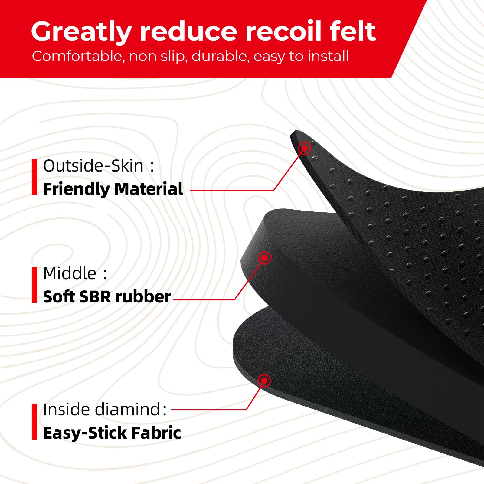 Almohadilla de retroceso cortable personalizada para escopeta, rifle, almohadilla adhesiva para culata con capa impermeable y antideslizante, recorte de bricolaje para adaptarse a la mayoría