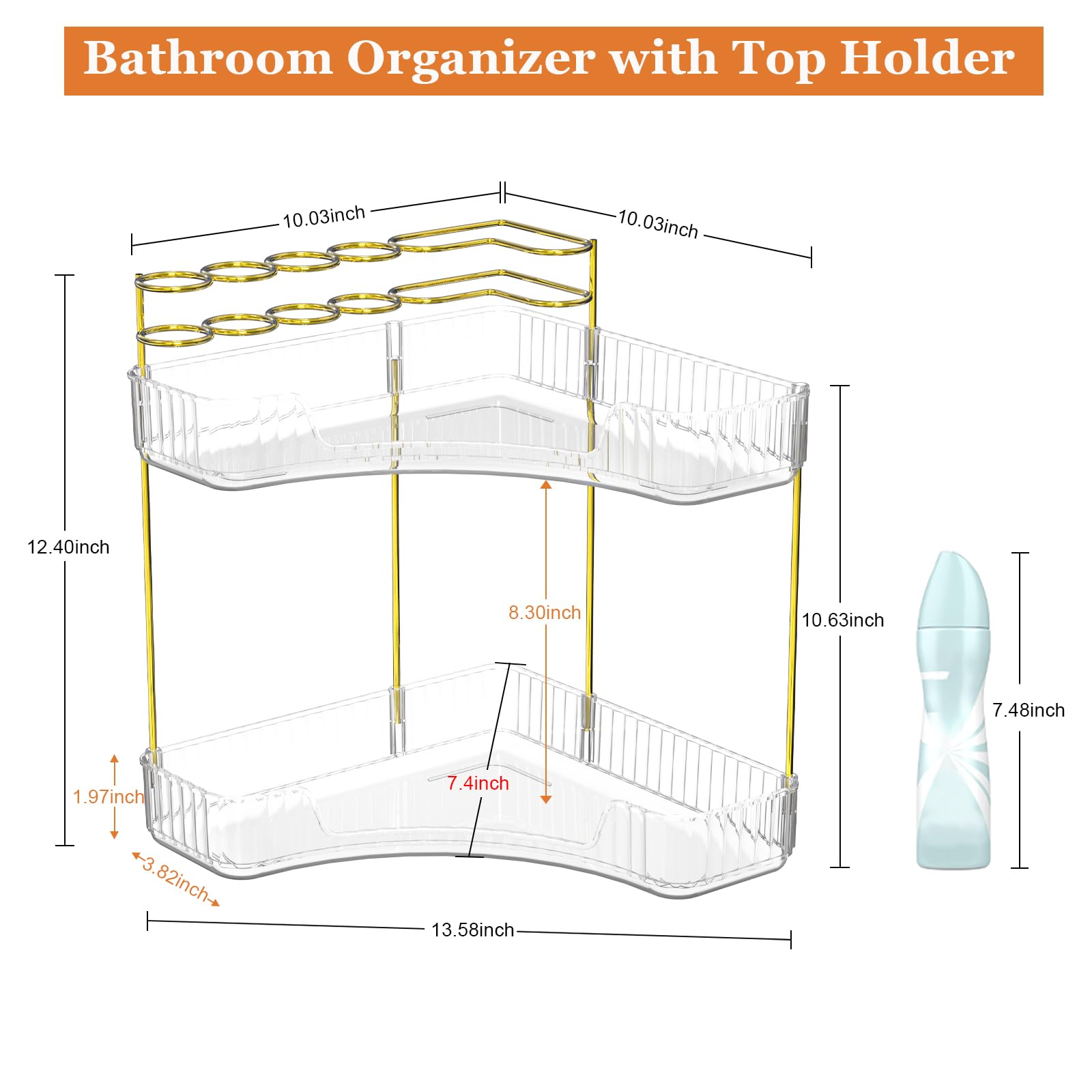 Webetop Eck-Make-up-Organizer für Schminktisch, 2-stöckig, Badezimmer-Kosmetik-Organizer, Arbeitsplatte mit Make-up-Pinselhalter, Eck-Theke, Aufbewahrung, Hautpflege-Organizer für Badezimmer, Kommode,