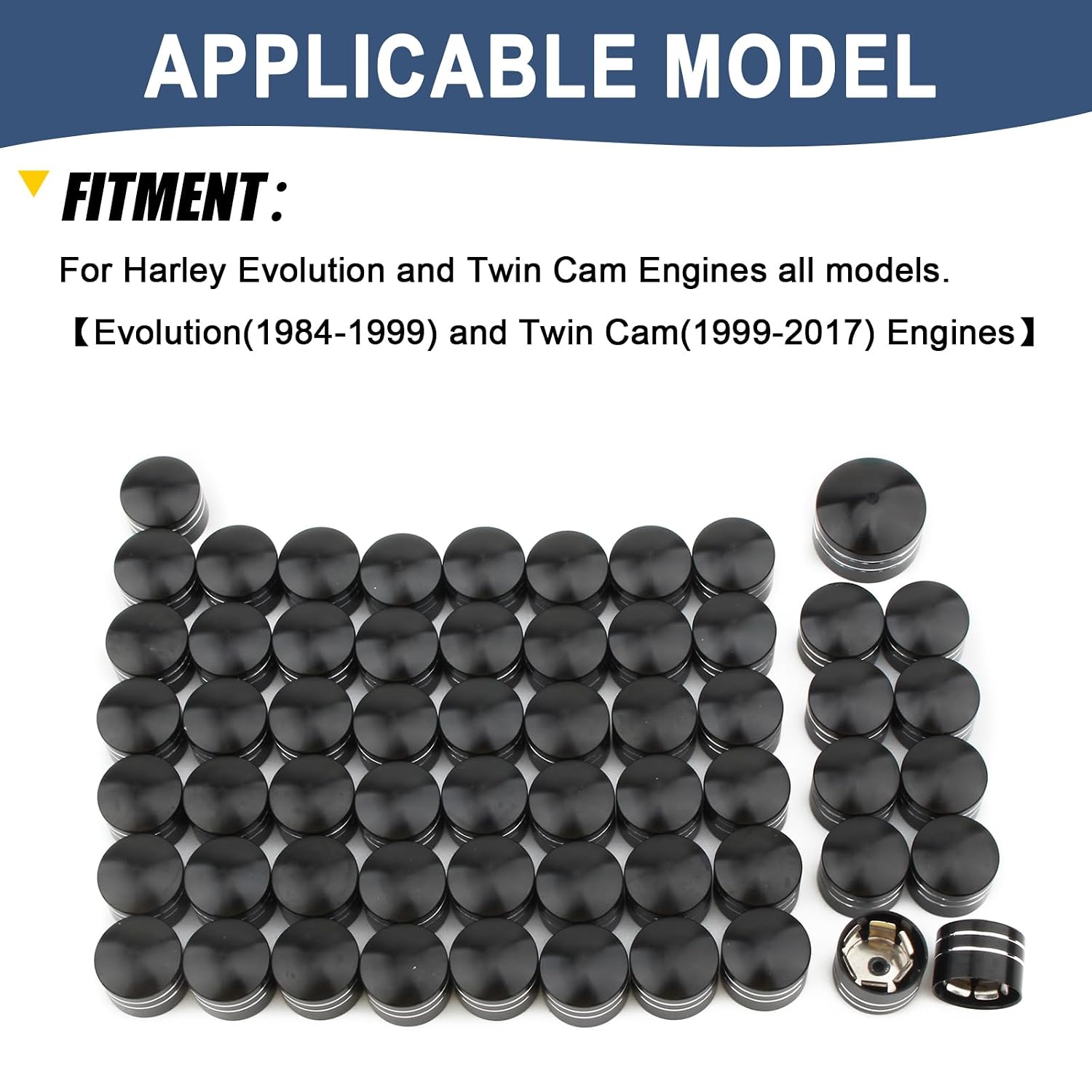 Motorcycle Bolt Covers Engine Bolt Toppers Caps Kit for Harley Evolution Twin Cam Touring Road King Street Glide Road Glide Electra Glide Softail Dyna Sportster 883 (Black White)