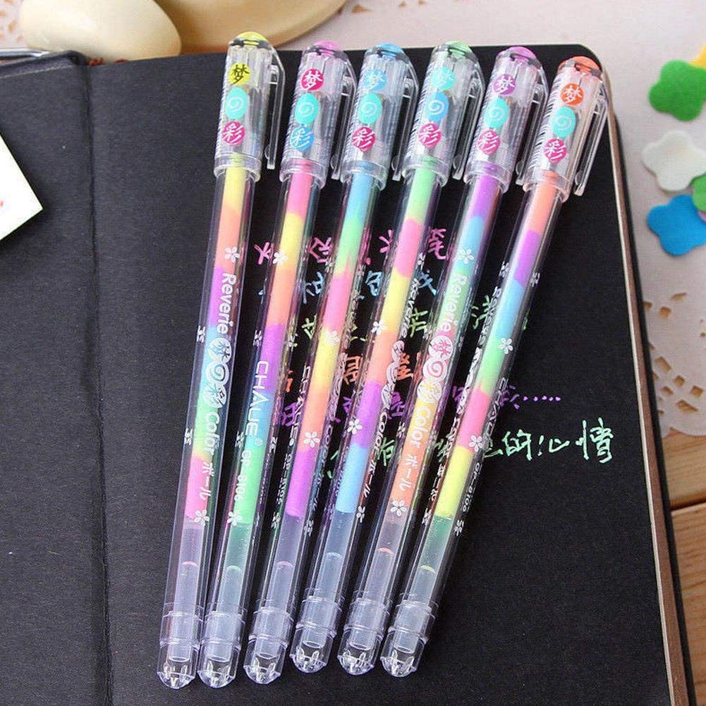 10 Stück Regenbogen-Gelstifte – 6-in-1 Farben, 0.5 Mm, Mit Glitter-Effekt Für Schule & Büro