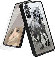 Vista 118 de Funda para Samsung Galaxy A12 5G con protector de pantalla, parte trasera de vidrio templado + TPU de silicona suave que absorbe los golpes