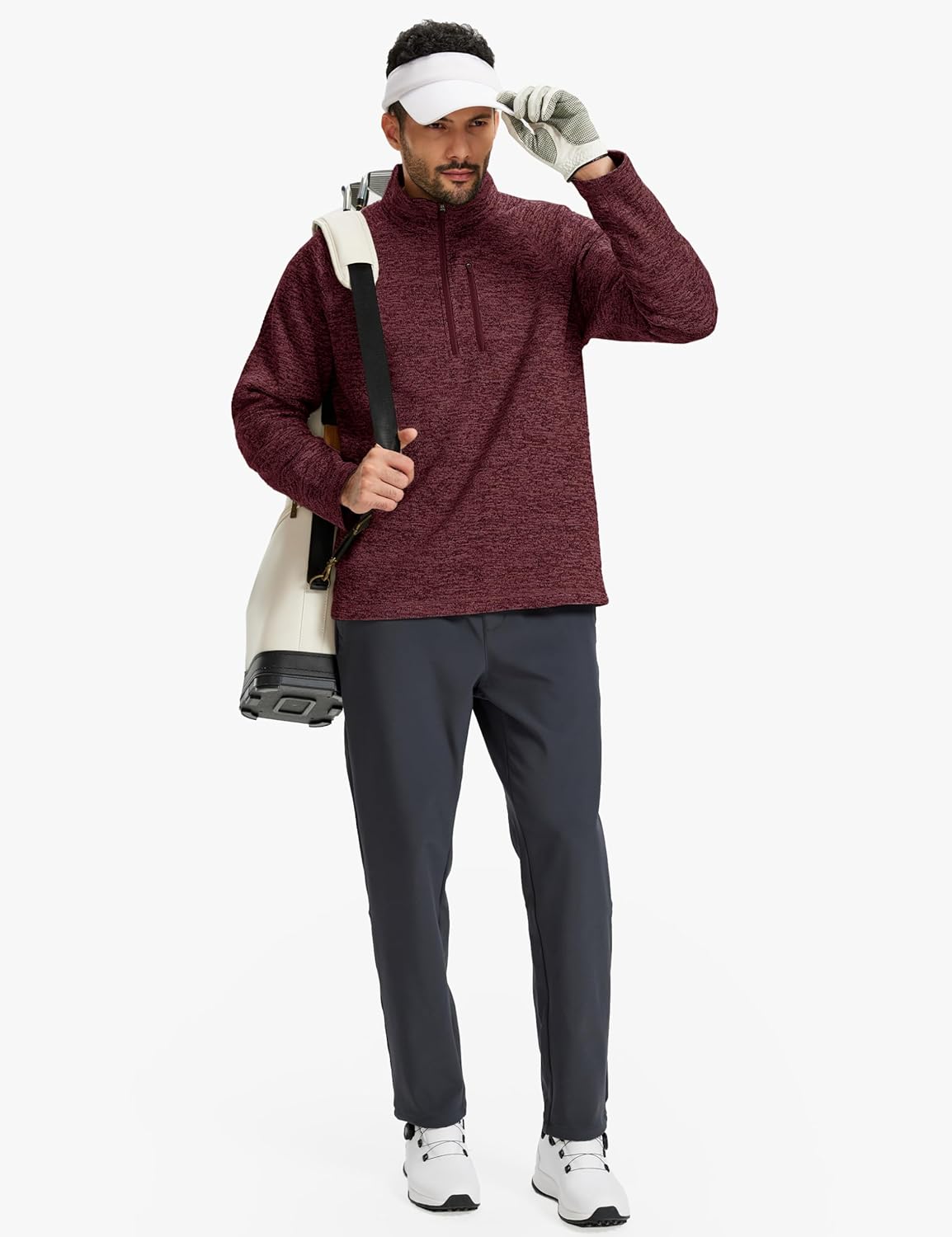 TACVASEN Men's Quarter Zip Pullover Long Sleeve Thermal Fleece Sweater Lightweight Casual Golf Sweatshirt with Zipper Pocket - Image 6