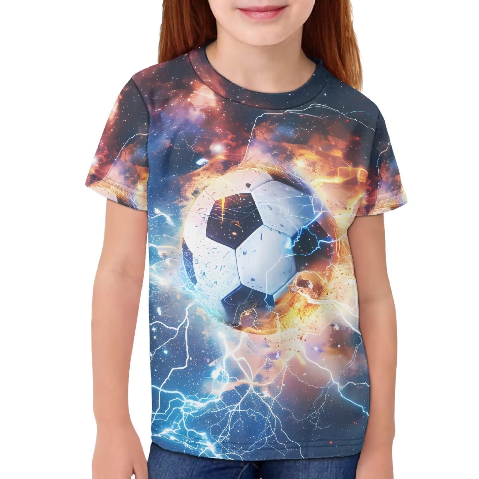 JEOCODY Boys Girls Graphic Tees Funny 3D Printed Short Sleeve T-Shirts 3-16T