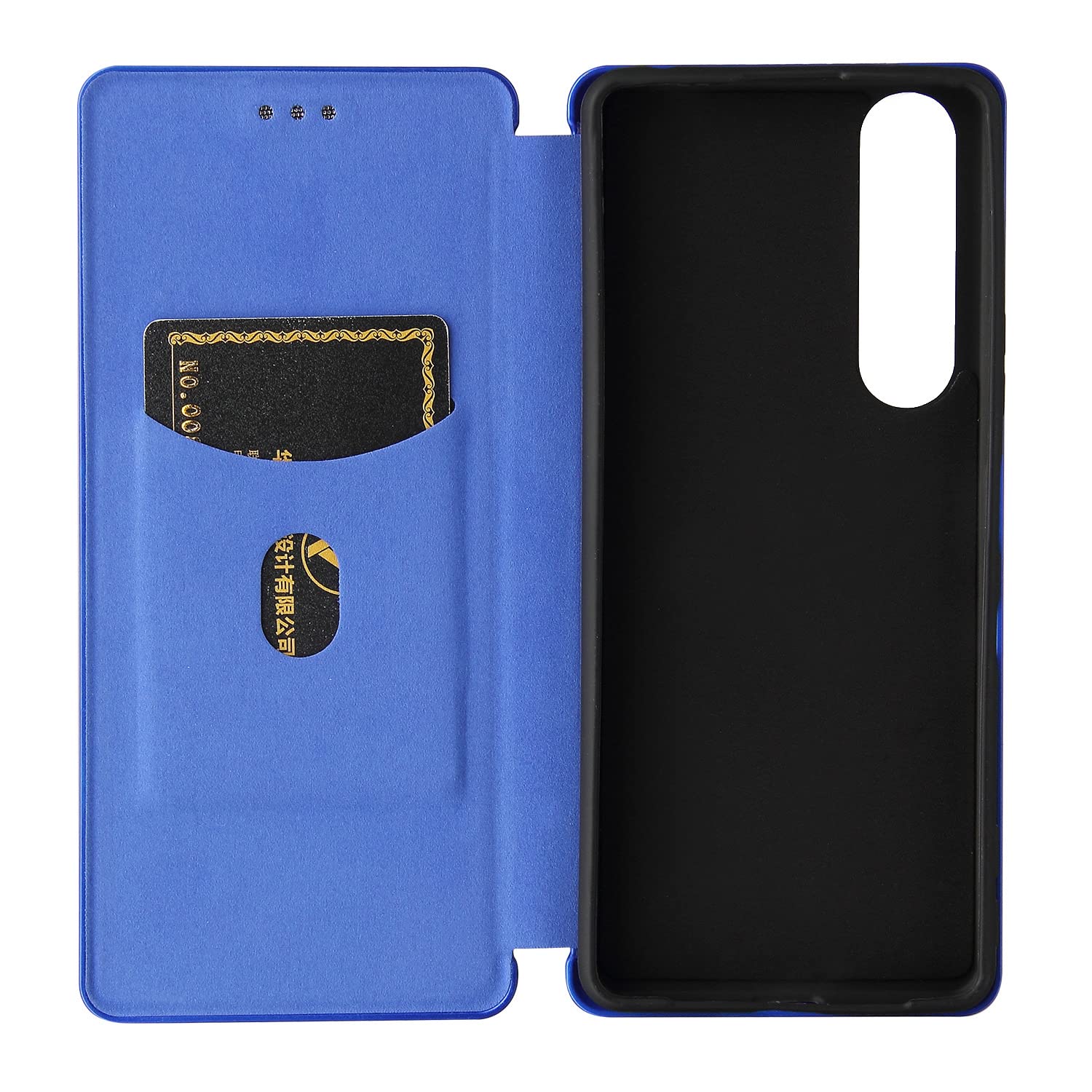 PROPFE Etui z klapką do Sony Xperia 10 IV, etui z teksturą włókna węglowego, styl portfela magnetyczne etui na karty foliowe odporne na wstrząsy skórzane etui na telefon, niebieskie