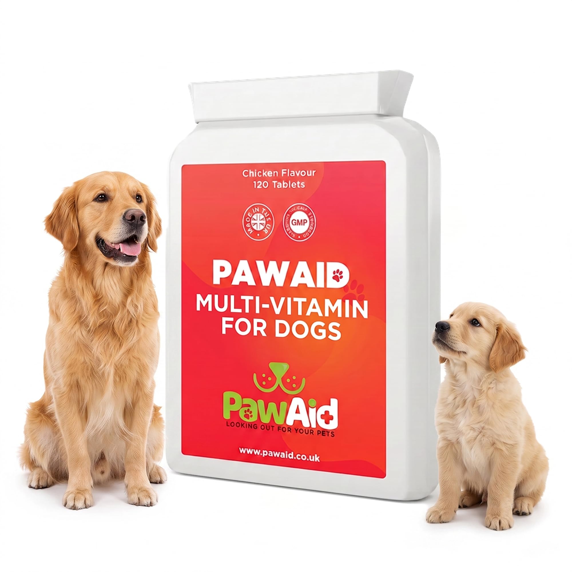 PawAid Multi Vitamin for Dogs, Chicken Flavour, 120 Tablets, Daily Dog Multivitamin Supplement, Supports Overall Wellbeing, Energy & Everyday Health, Easy to Feed, Suitable for Adult & Senior Dogs