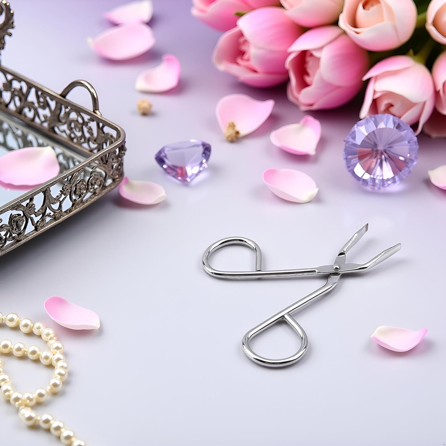 Stainless Steel Eyebrow Scissors and Tweezers Set, Silver Elbow Pliers Clip Scissors,Flat Tip Tweezers Hair Plucker Hair Removal Tweezers, Shave and Hair Removal