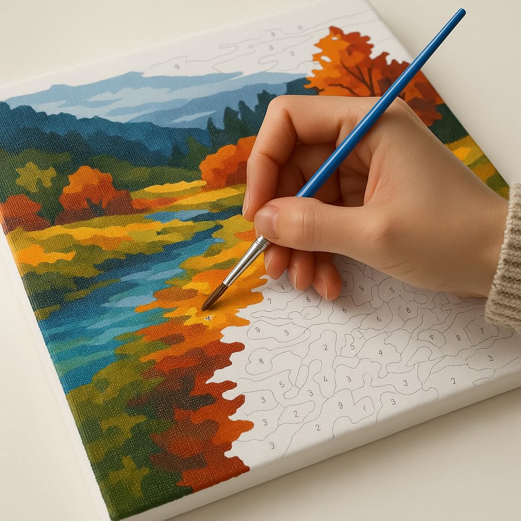 Eazy Arts Autumn Rain Street Do it Yourself Painting by Number Set