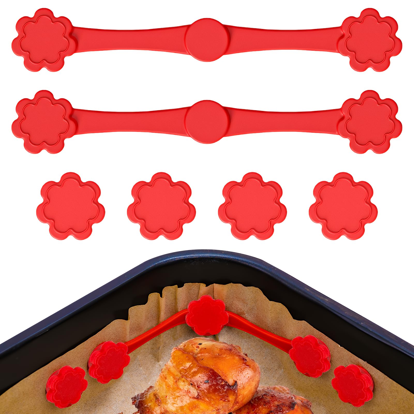 12 Stück Magnete Für Heißluftfritteusen, Magnetische Silikonschnallen Hochtemperaturbestandig Verhindern Backpapiereinlagen Decken Lebensmittel
