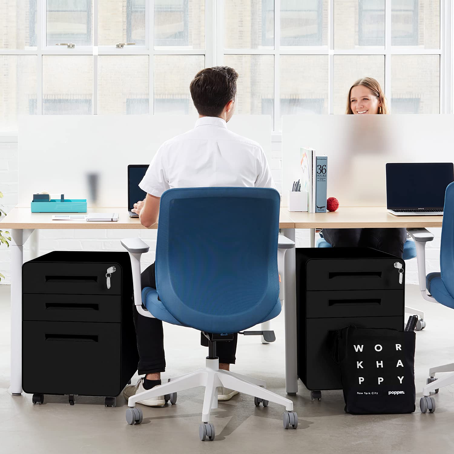 Buy Bonusall Black 3 Drawer File with Lock, Locking Filing