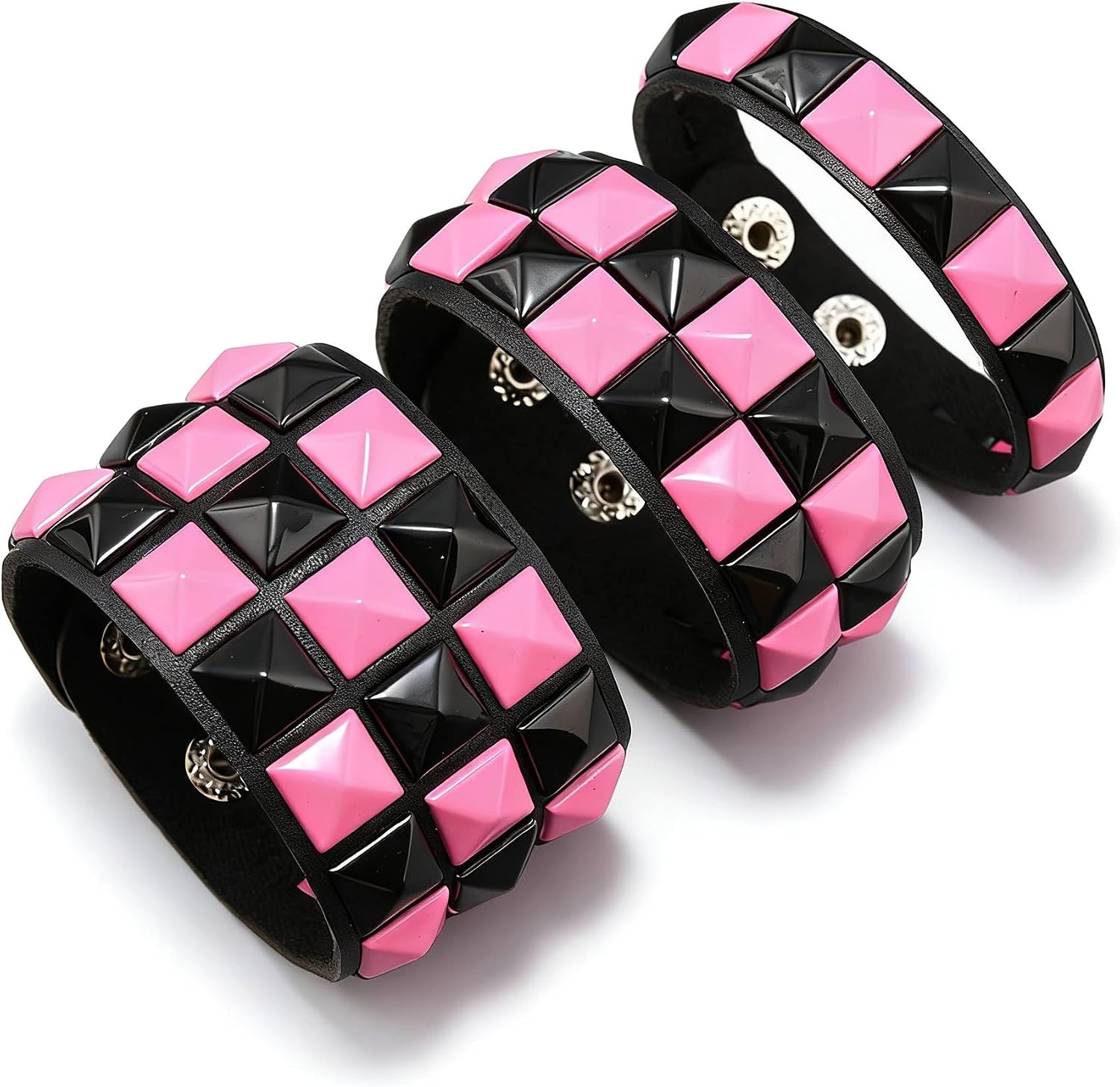 3PcsPunk Bracelet Leather Studded Bracelets Emo Bracelet Adjustable Goth Bracelets for Men Women